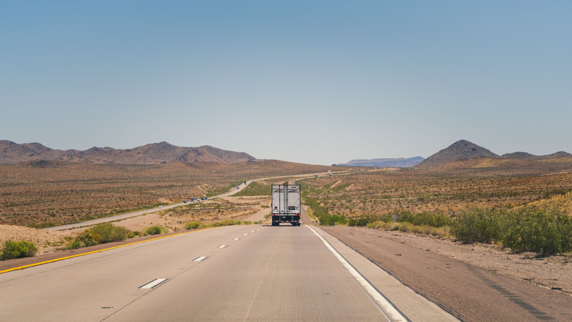 Open highway crossing the Arizona desert